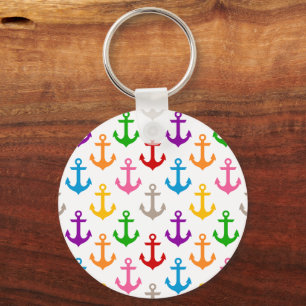 Chaveiro Âncora de Navio Design Colorido Branco
