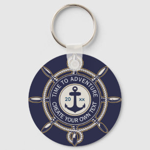 Chaveiro Âncora Náutica Azul Marinho e Aventura da Roda do