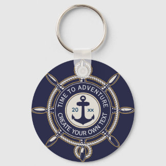 Chaveiro Âncora Náutica Azul Marinho e Aventura da Roda do