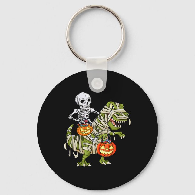 Chaveiro Andando Mummy Dinossaur T Rex Halloween Engraçado  (Frente)