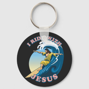 Chaveiro Andar com Jesus   Ilustração de Jesus surfando