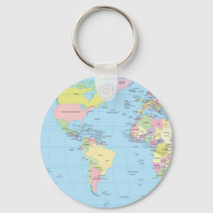 Chaveiro Anel chave com mapa do mundo