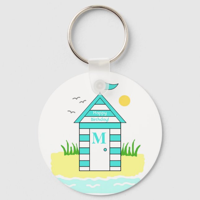 Chaveiro Anel de Chave Azul Light Hut Beach (Frente)