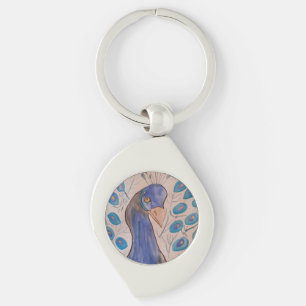 Chaveiro Anel de Chave de Metal Azul de Peacock