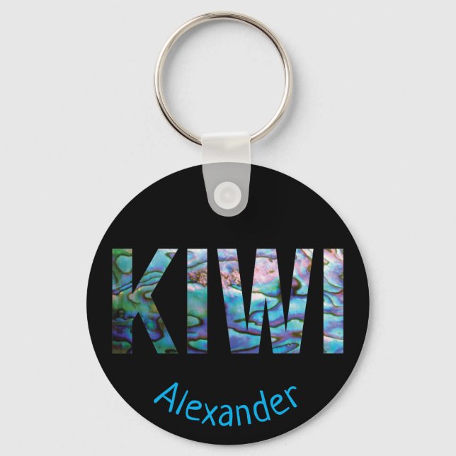 CHAVEIRO ANEL DE CHAVE KIWI PAUA DA NOVA ZEALAND PERSONALIZ (Frente)