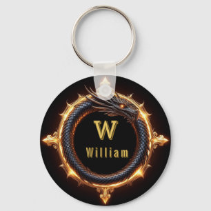 Chaveiro ✨ Anel de Nome Personalizado de Dragão Fantasia