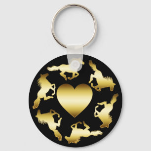 CHAVEIRO ANEL DOURADO DOS CAVALOS