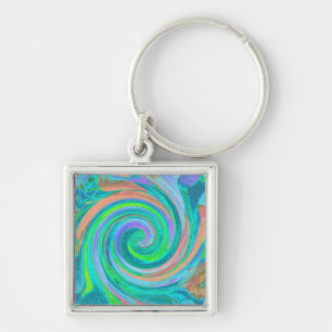 Chaveiro Anel legal Retro Aquamarine e Coral de Arte Líqui