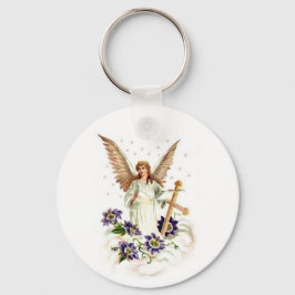 Chaveiro Angel Com Flores De Cruz E Clematis