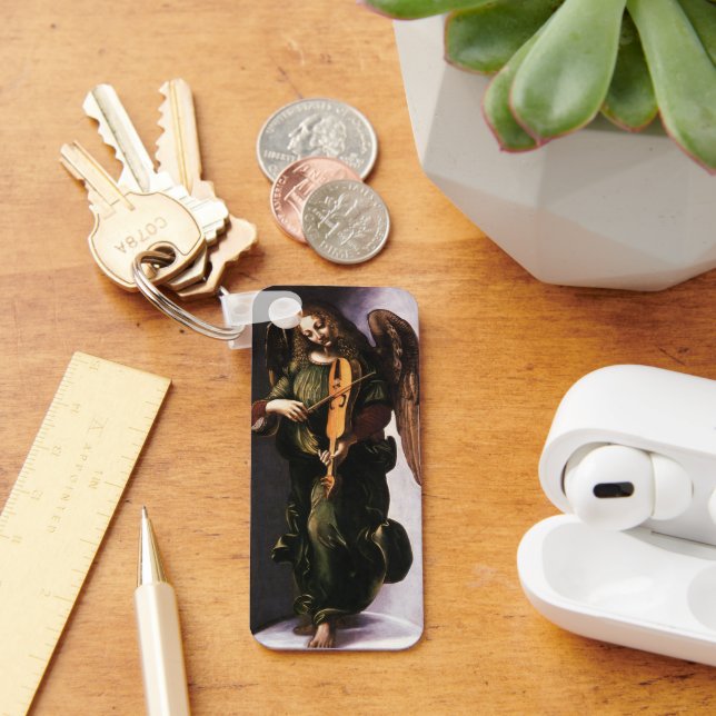 Chaveiro Angel em verde com Vielle de Leonardo da Vinci (Mesa)