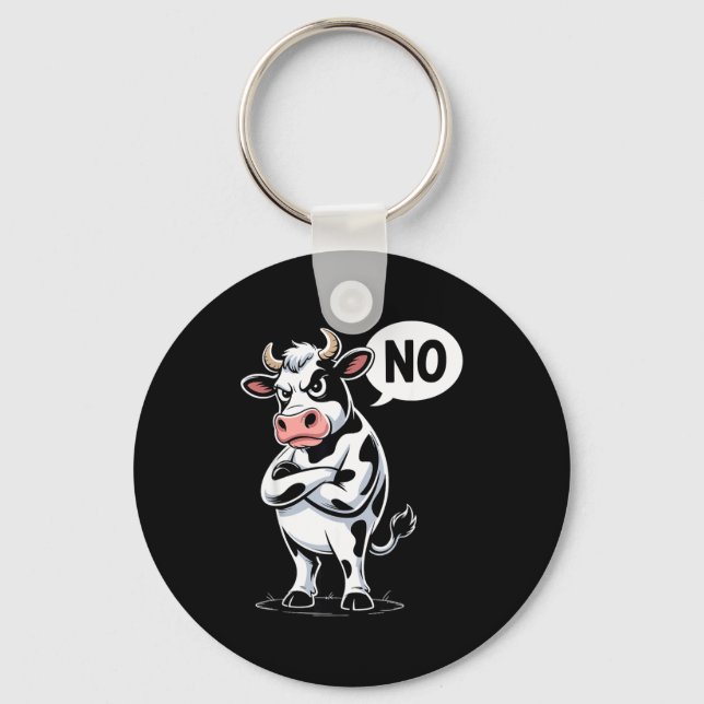 Chaveiro Angry Cow No - Funny Cow Lover Dairy Farmer  (Frente)
