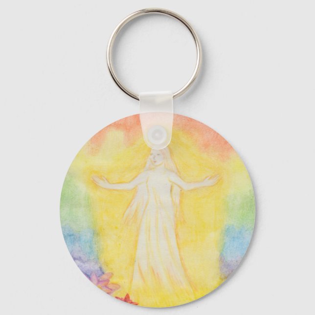 Chaveiro Ângulo de pintura da aquarela natalícia e arco-íri (Frente)