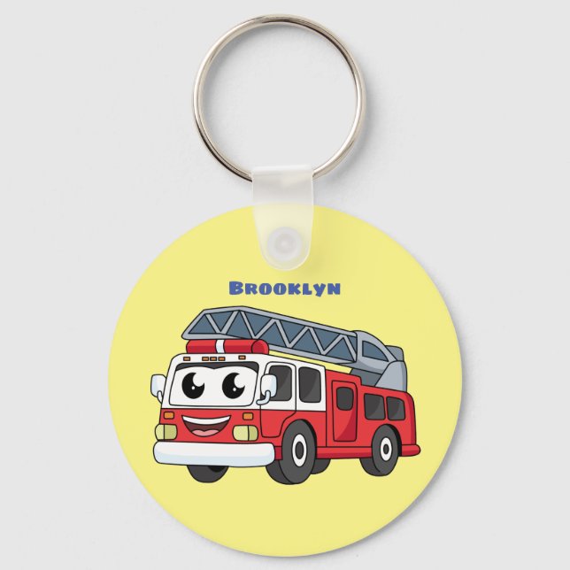 Chaveiro Animação de bombeiros felizes (Frente)