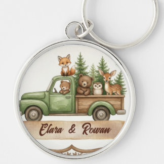 Chaveiro Animais da Floresta em Aquarela Caminhão Verde