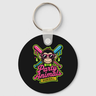 Chaveiro Animais de festa de beisebol macaco engraçado slim