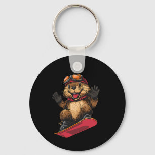 Chaveiro Animais De Snowboard - Castor Num Snowboard Snowbo