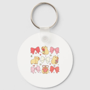Chaveiro Animais Kawaii Fofos E Laços Cor-de-Rosa Coquette 