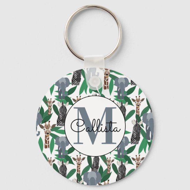 Chaveiro Animais Safari do Elefante Girafa-Zebra Selva (Frente)