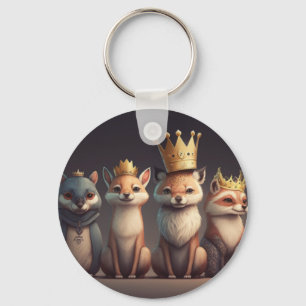 Chaveiro Animais selvagens vestindo coroas