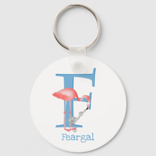Chaveiro Animal ABC F é para anel de chave flamingo