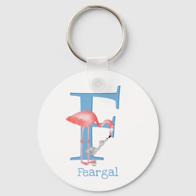 Chaveiro Animal ABC F é para anel de chave flamingo (Frente)