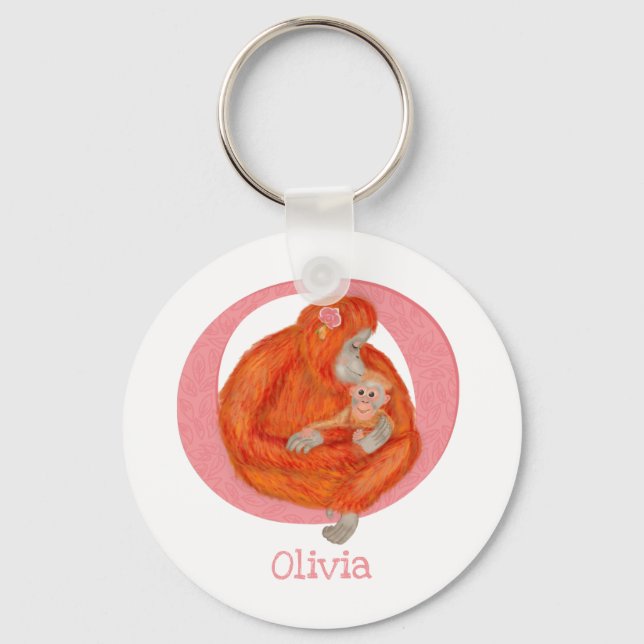 Chaveiro Animal ABC O é para anel chave orangotango (Frente)