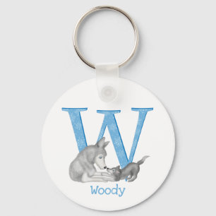 Chaveiro Animal ABC W é para anel chave de lobo