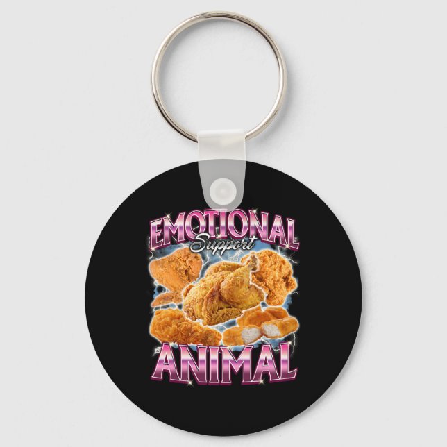 Chaveiro Animal de Apoio Emocional Frango Frito Engraçado C (Frente)