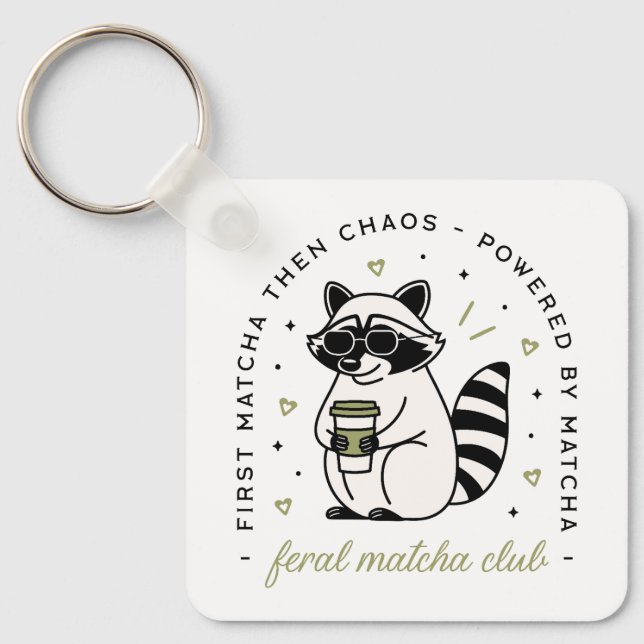 Chaveiro animal engraçado kawaii do clube matcha bebendo Ra (Frente)