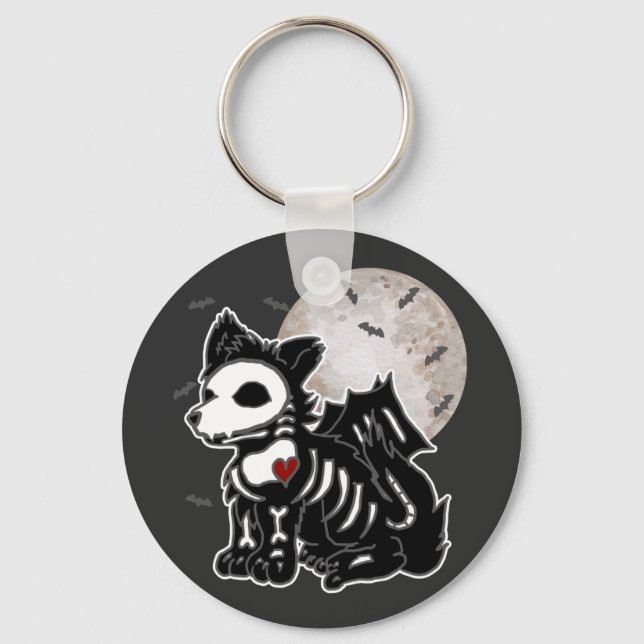 Chaveiro Anime Lobo Emo Gótico Marginal Esqueleto Dia das B (Frente)
