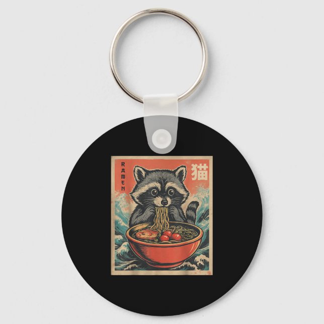 Chaveiro Anime Raccoon Ramen Japonês Funny Kawaii Gift Men (Frente)