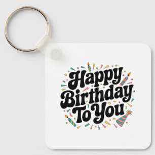 Chaveiro Aniversário Confetes Retrô