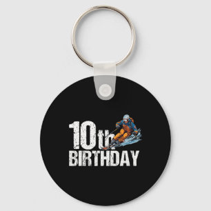 Chaveiro Aniversário de 10 anos de Esquiador Menino Menina