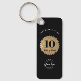 Chaveiro Aniversário de 10 anos de funcionário Gold Black