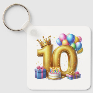 Chaveiro Aniversário de 10 anos dourado