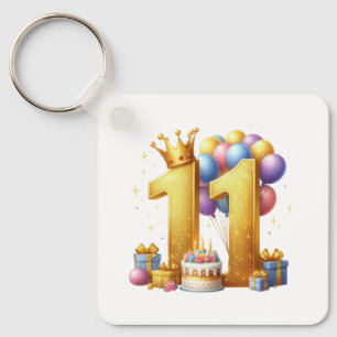 Chaveiro Aniversário de 11 anos dourado