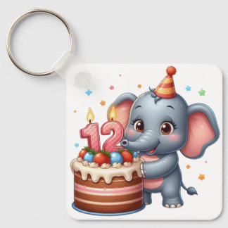 Chaveiro Aniversário de 12 anos do Elefante Fofo