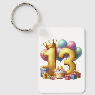 Chaveiro Aniversário de 13 anos dourado