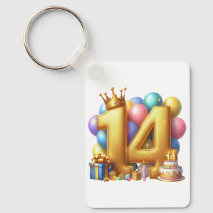 Chaveiro Aniversário de 14 anos de ouro