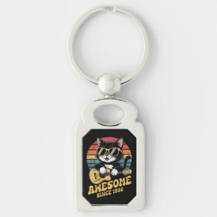 Chaveiro Aniversário de 1986 Retro Gato Amante Ukulele 40º