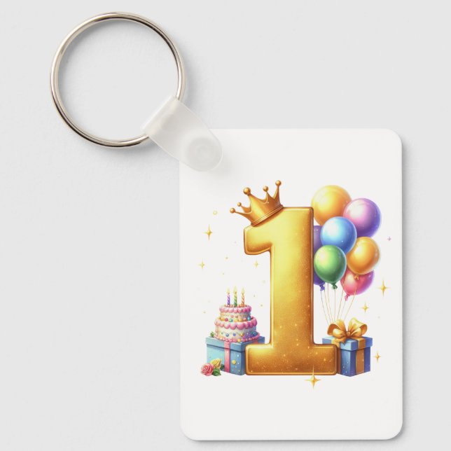Chaveiro Aniversário de 1 ano Dourado (Frente)