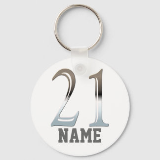 Chaveiro Aniversário de 21 anos personalizado Prata | Númer