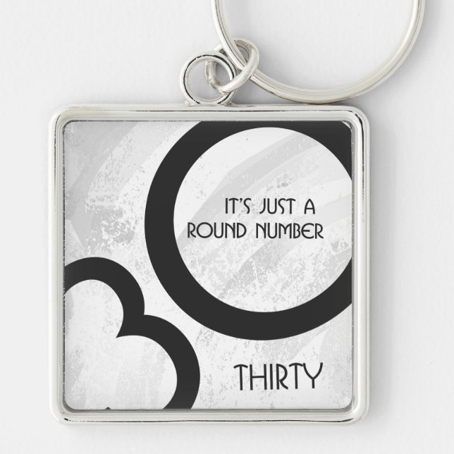 Chaveiro Aniversário de 30 anos Branco Década (Frente)