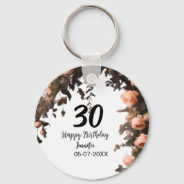 Chaveiro Aniversário de 30 anos moderna de flor da rosa ros