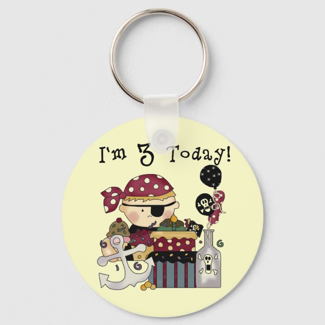 Chaveiro aniversário de 3 anos Pirate Camisetas e presentes (Frente)