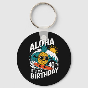 Chaveiro Aniversário de 40 anos Aloha Havaí Abacaxi Surf Tr