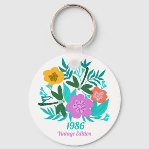 Chaveiro aniversário de 40 anos floral moderno colorido ele