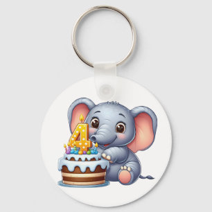 Chaveiro Aniversário de 4 anos do Elefante Fofo