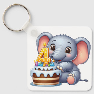 Chaveiro Aniversário de 4 anos do Elefante Fofo