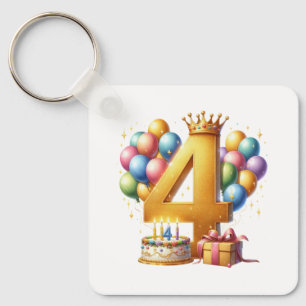 Chaveiro Aniversário de 4 anos dourado